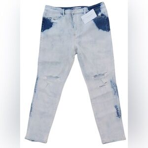 Flying Monkey Platinum The Jody Jeans‎ SZ 32 Bleach Denim Straight Leg High Rise